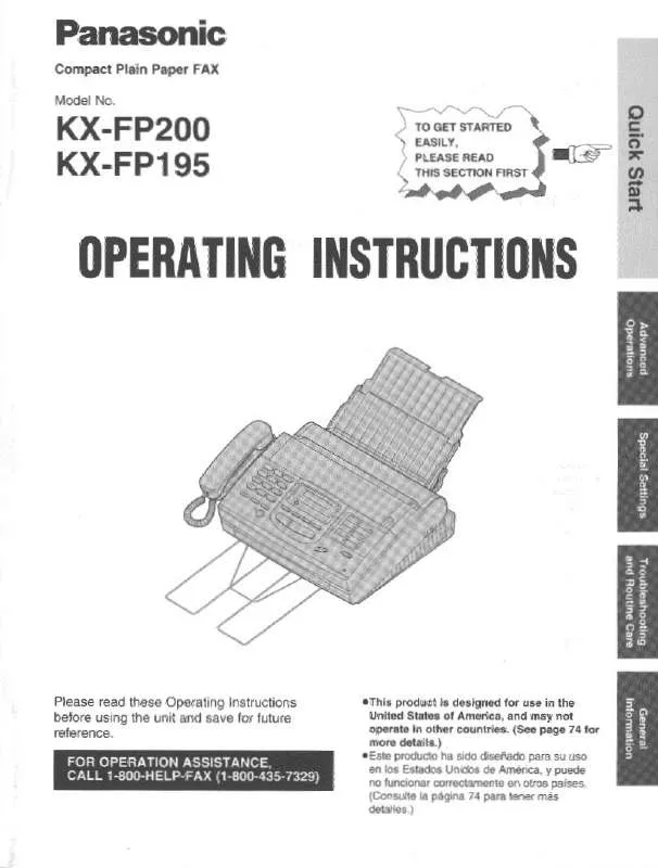 Mode d'emploi PANASONIC KX-FP195