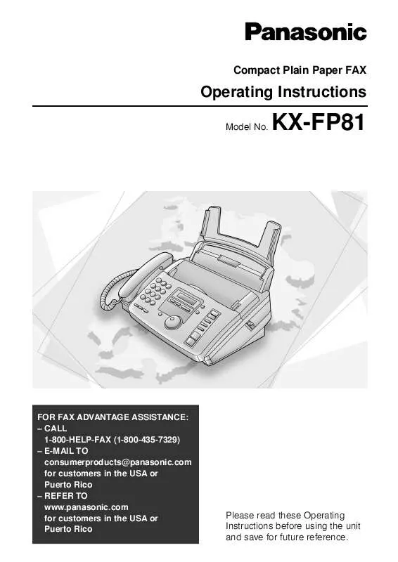 Mode d'emploi PANASONIC KX-FP81