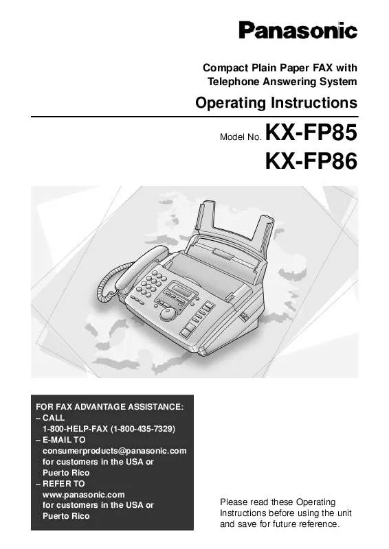 Mode d'emploi PANASONIC KX-FP85