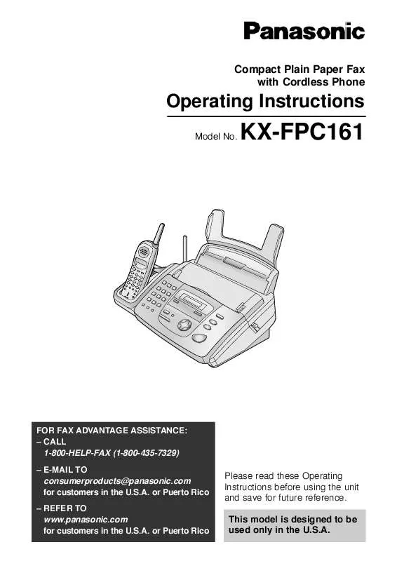 Mode d'emploi PANASONIC KX-FPC161