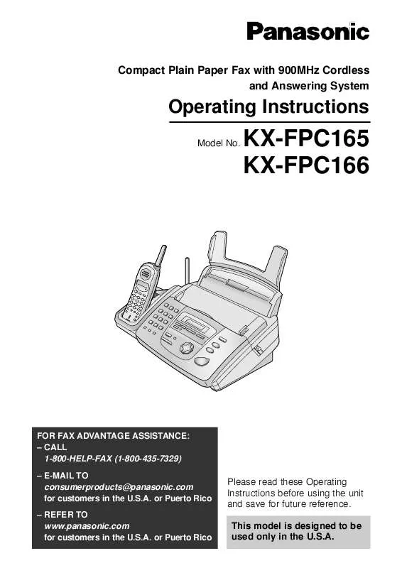 Mode d'emploi PANASONIC KX-FPC165