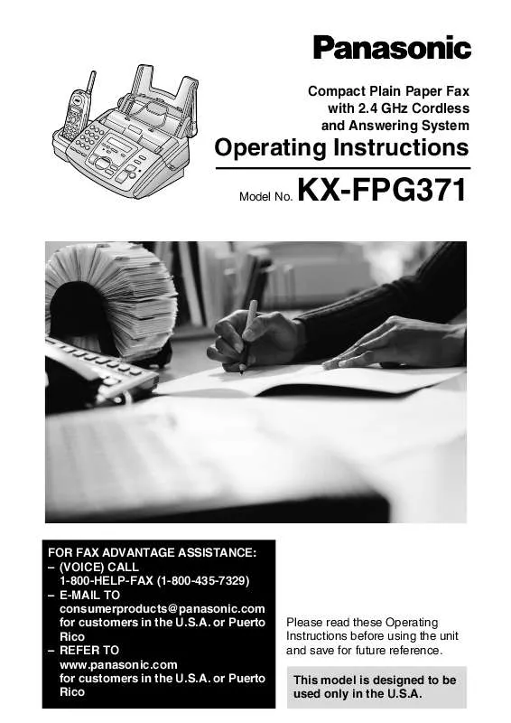 Mode d'emploi PANASONIC KX-FPG371