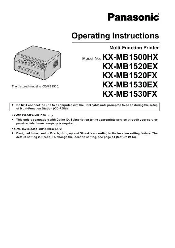 Mode d'emploi PANASONIC KX-MB1530FX