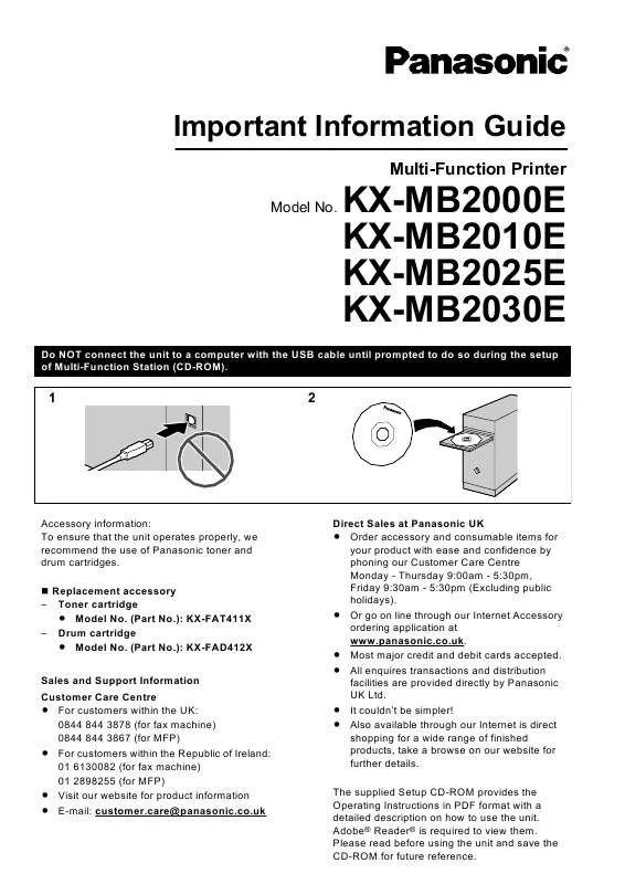 Mode d'emploi PANASONIC KXMB2025E