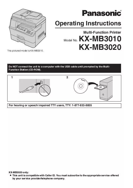 Mode d'emploi PANASONIC KXMB3010KXMB3020