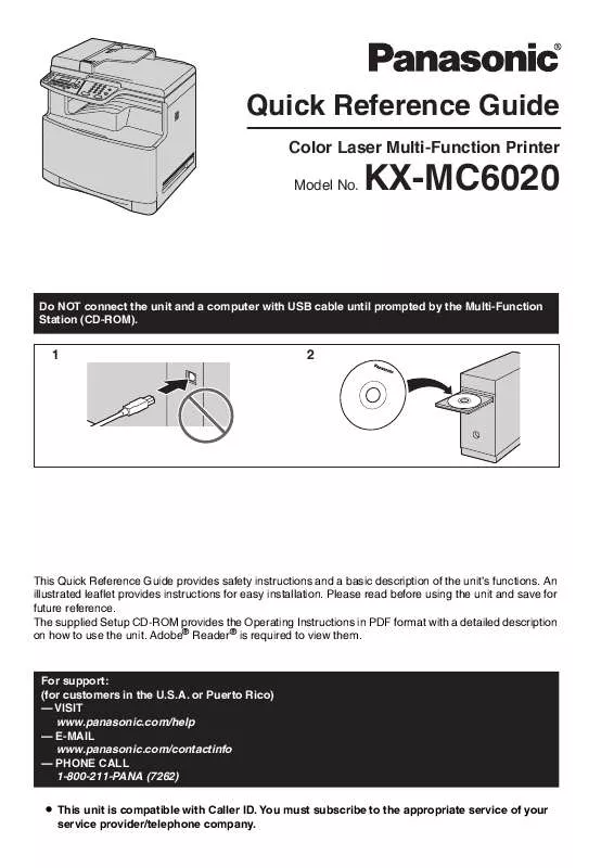 Mode d'emploi PANASONIC KX-MC6020