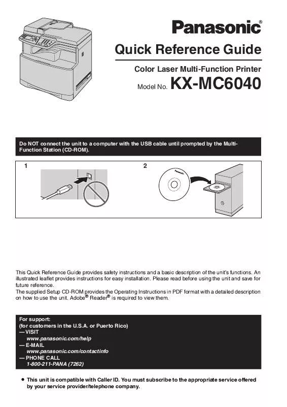 Mode d'emploi PANASONIC KX-MC6040