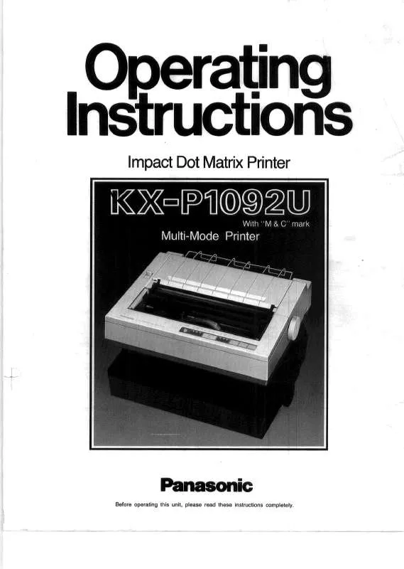 Mode d'emploi PANASONIC KX-P1092