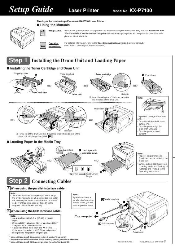 Mode d'emploi PANASONIC KX-P7100