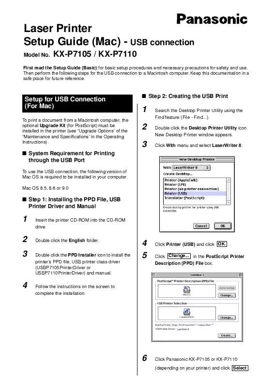 Mode d'emploi PANASONIC KX-P7110