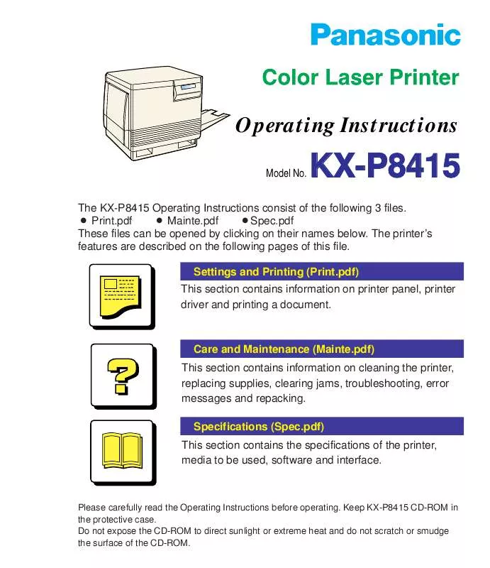 Mode d'emploi PANASONIC KX-P8415