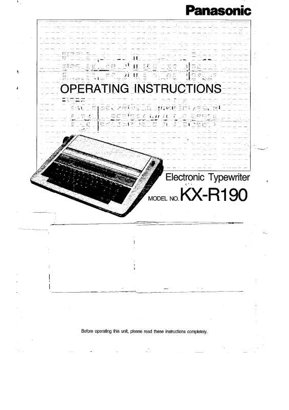 Mode d'emploi PANASONIC KX-R190