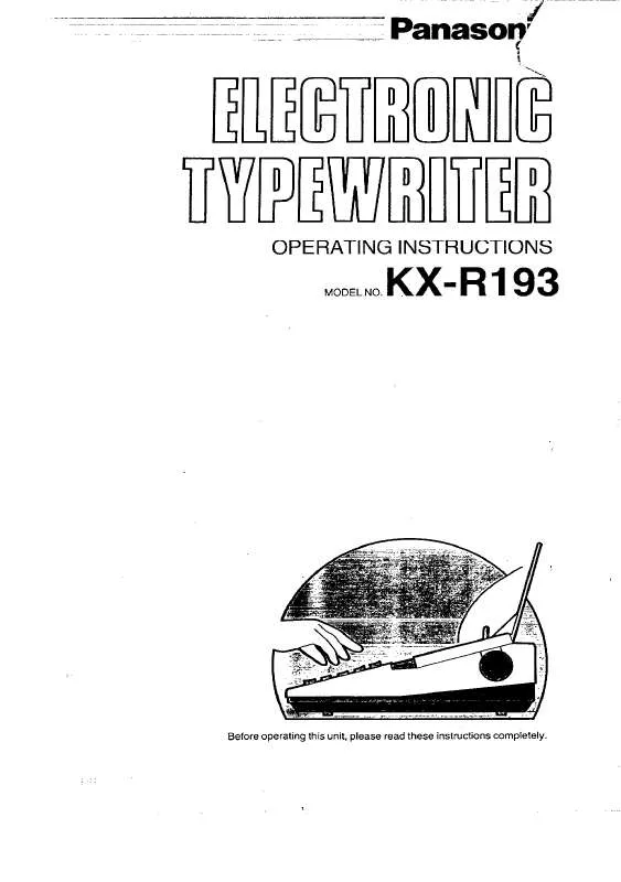 Mode d'emploi PANASONIC KX-R193