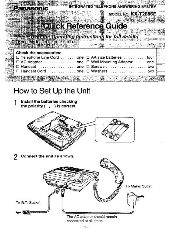 Mode d'emploi PANASONIC KX-T2886E