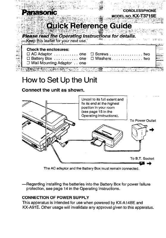 Mode d'emploi PANASONIC KX-T3716E