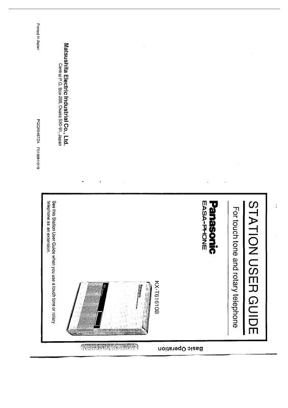 Mode d'emploi PANASONIC KX-T61610BE