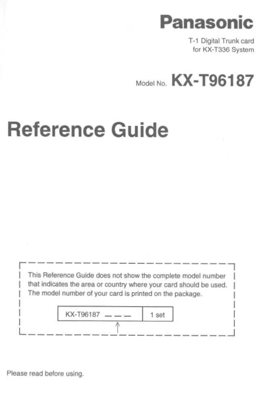 Mode d'emploi PANASONIC KX-T96187