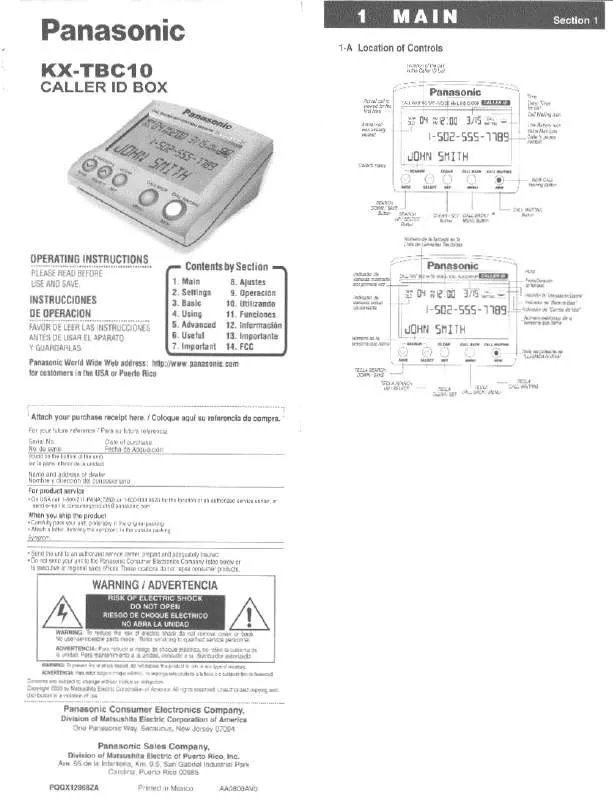 Mode d'emploi PANASONIC KX-TBC10B