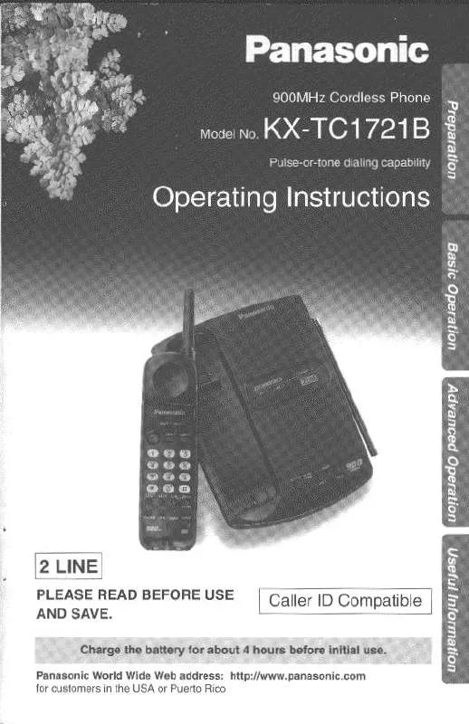 Mode d'emploi PANASONIC KX-TC1721B