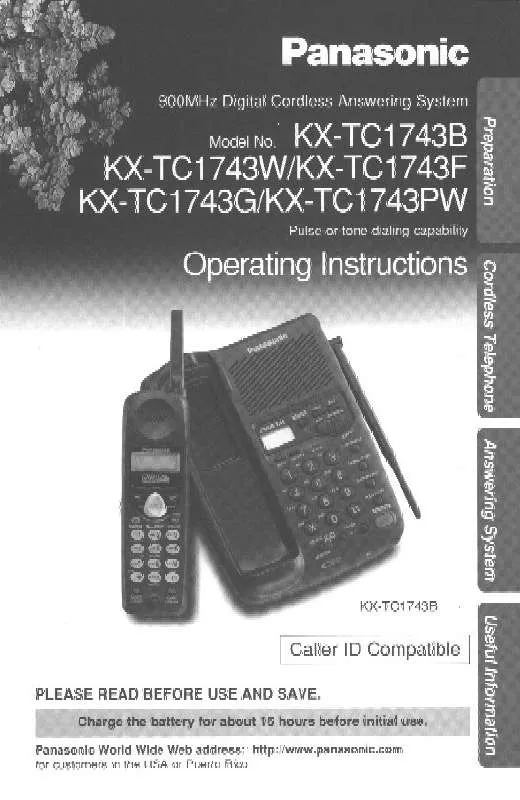 Mode d'emploi PANASONIC KX-TC1743PW