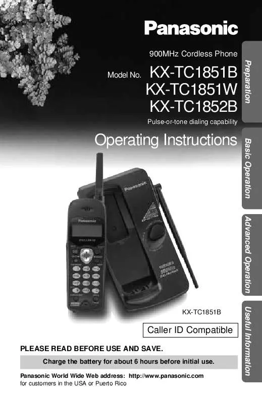 Mode d'emploi PANASONIC KX-TC1851B