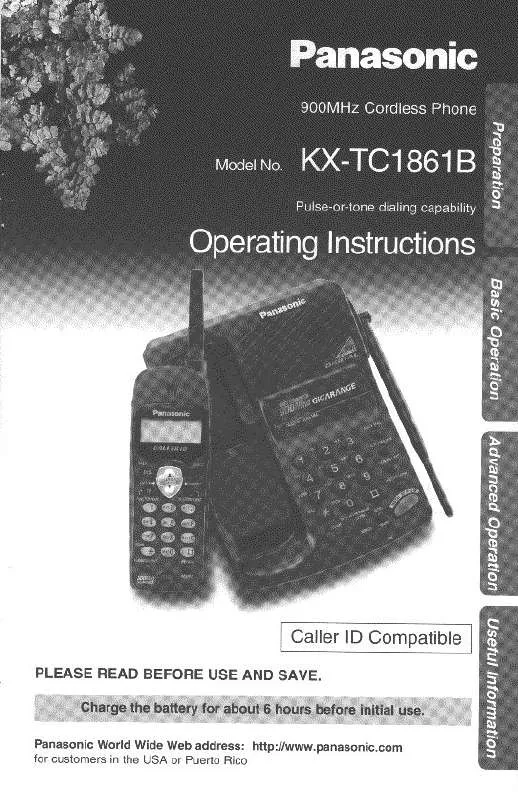 Mode d'emploi PANASONIC KX-TC1861B