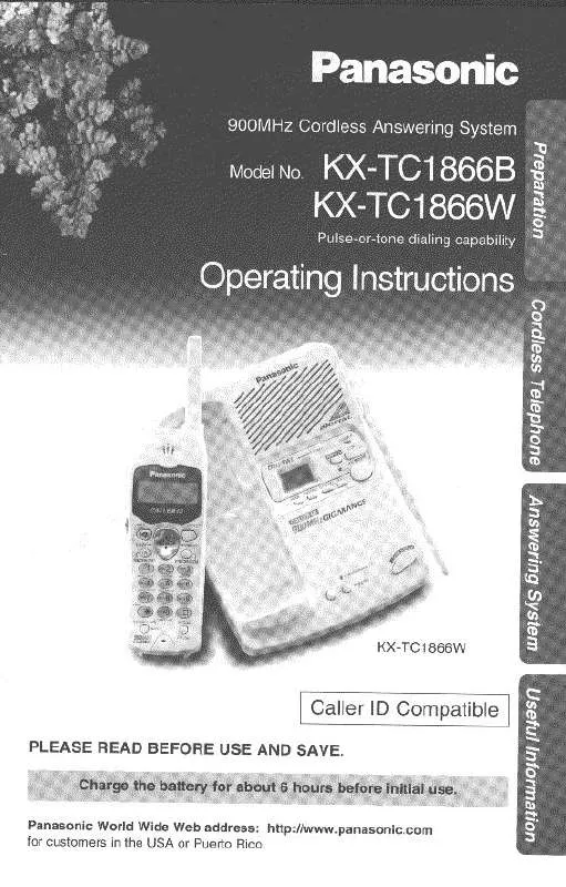 Mode d'emploi PANASONIC KX-TC1866B