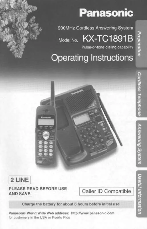 Mode d'emploi PANASONIC KX-TC1891B