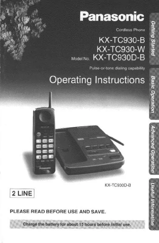 Mode d'emploi PANASONIC KX-TC930B