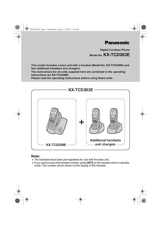 Mode d'emploi PANASONIC KX-TCD203E