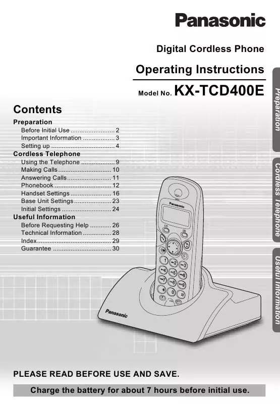 Mode d'emploi PANASONIC KX-TCD400