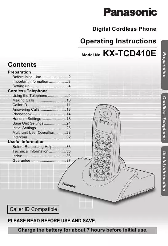 Mode d'emploi PANASONIC KX-TCD410