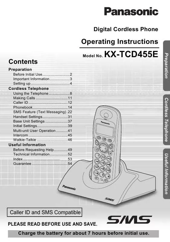 Mode d'emploi PANASONIC KX-TCD455