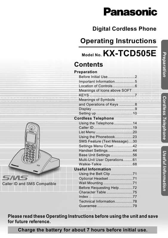 Mode d'emploi PANASONIC KX-TCD505