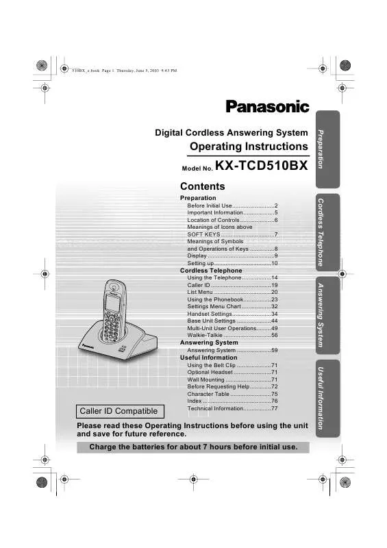 Mode d'emploi PANASONIC KX-TCD510BXM