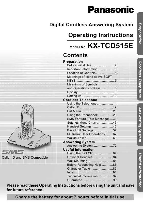 Mode d'emploi PANASONIC KX-TCD515