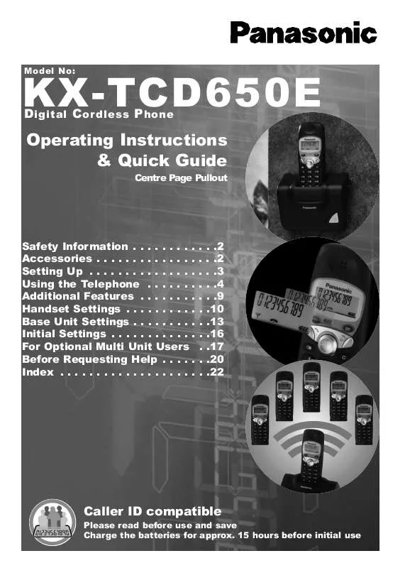 Mode d'emploi PANASONIC KX-TCD650