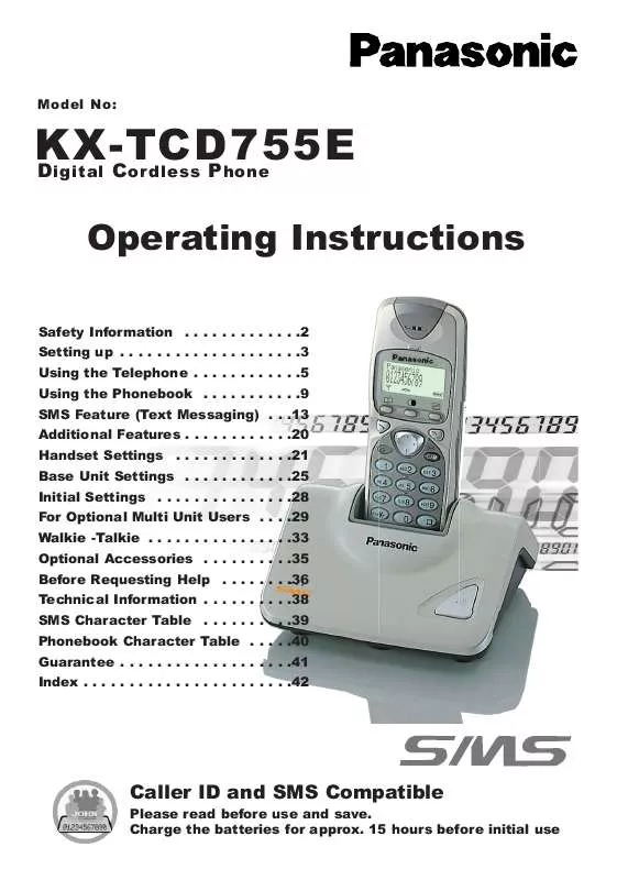 Mode d'emploi PANASONIC KX-TCD755