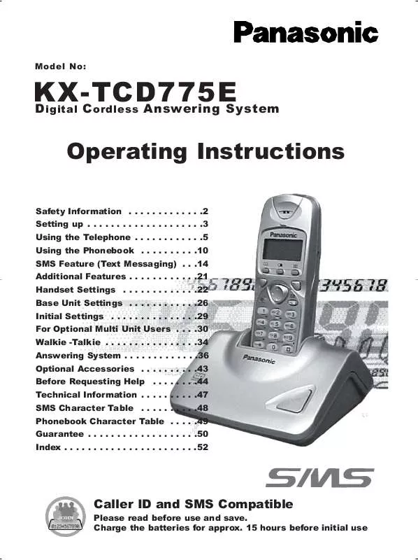 Mode d'emploi PANASONIC KX-TCD775