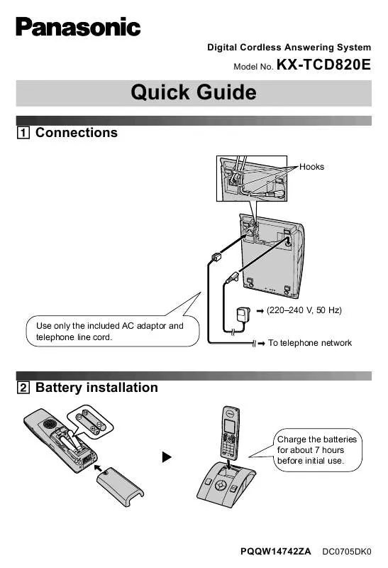 Mode d'emploi PANASONIC KX-TCD820E