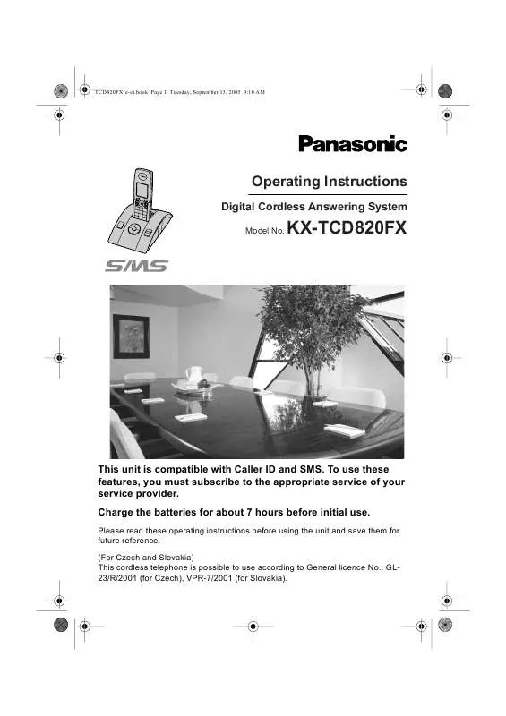 Mode d'emploi PANASONIC KX-TCD820FX