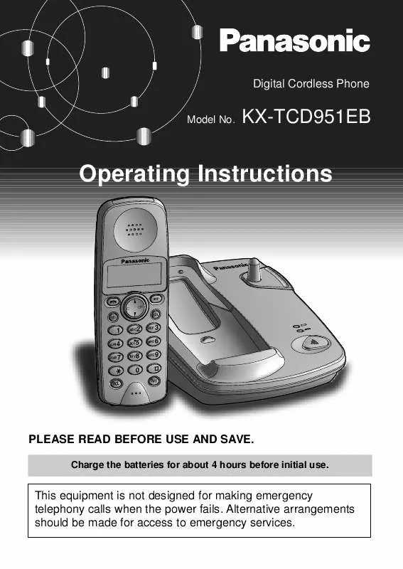 Mode d'emploi PANASONIC KX-TCD951