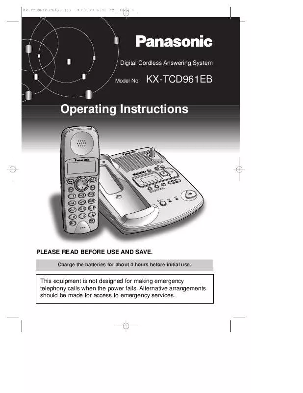 Mode d'emploi PANASONIC KX-TCD961