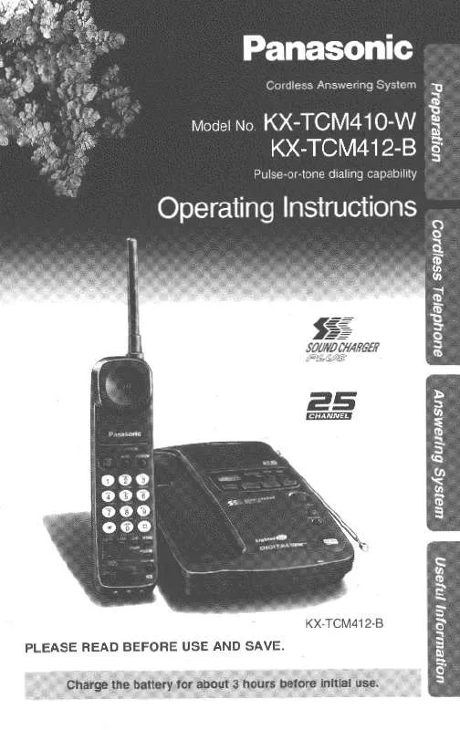 Mode d'emploi PANASONIC KX-TCM412B