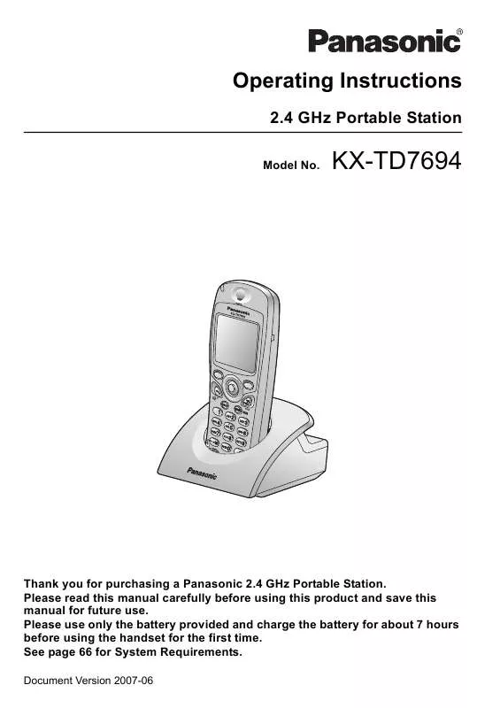 Mode d'emploi PANASONIC KX-TD7694