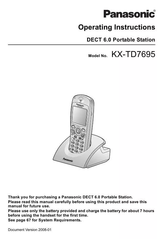 Mode d'emploi PANASONIC KX-TD7695