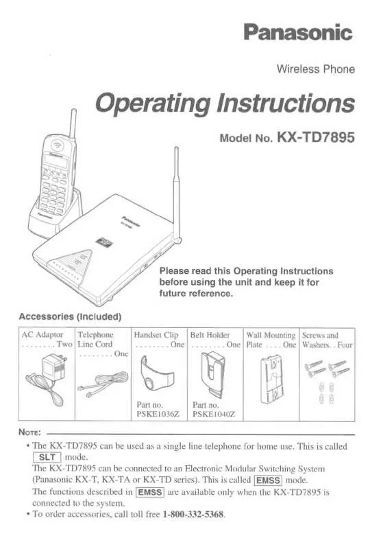 Mode d'emploi PANASONIC KX-TD7895