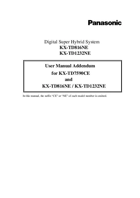 Mode d'emploi PANASONIC KX-TD816NE