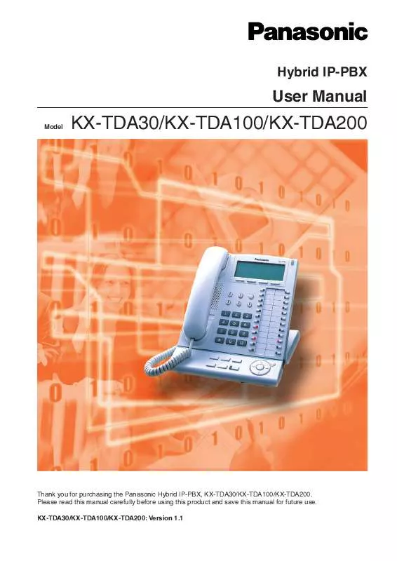 Mode d'emploi PANASONIC KX-TDA100CE