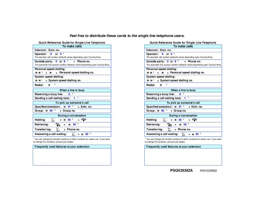 Mode d'emploi PANASONIC KX-TDA100NE